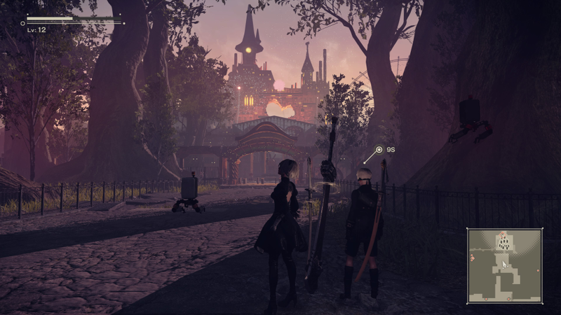 Nier features beautiful locations hidden in a drab apocalyptic dystopian future.